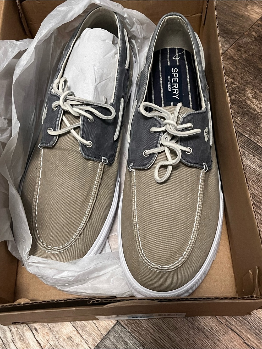 Sperry Men’s Two-Tone Canvas Boat Shoes - Tan & Gray